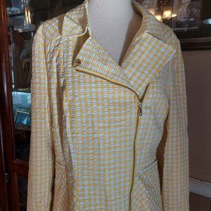 ISSAAC MIZRAHI LIVE WOMEN'S SIZE 10 SHORT COAT YELLOW QUILTED PATTERN